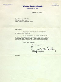 Senator Eugene McCarthy to Christopher Martin