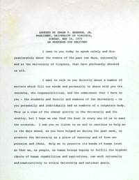 Address by Edgar F. Shannon, Jr. May 10, 1970